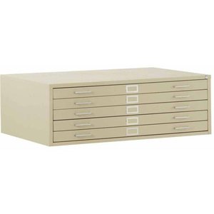 lot 24994 image: 5-Drawer Flat File, 46-34W x 35-38D x 16-18H, Putty