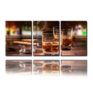 lot 4562 image: erolrail Wall Art Painting��Cigar Wine Whisky Canvas Prints Wall Art Pictures Paintings for Kitchen Bar Pub Home Decorations(12x16inx3pcs) Modern Stretched Ready to Hang Artwork