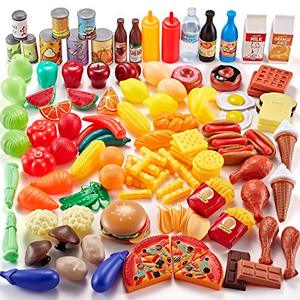 lot 4566 image: Shimfun Play Food Set, 143 Piece Play Food for Kids Kitchen - Toy Food Assortment - Pretend Food for Toddler - Food Toys