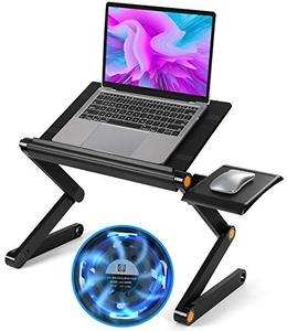 lot 4569 image: HUANUO Adjustable Laptop Stand for 15.6�� Laptops, Foldable Laptop Table Stand with 2 CPU Cooling Fans & Mouse Pad, Portable Laptop Riser, Ergonomic Computer Stand, Standing & Sitting Desk, HNLA8