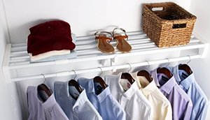 lot 4590 image: EZ Shelf DIY Expandable Closet Shelf & Rod - 28�� - 48�� - White - Mounts to 2 Sidewalls - Easy to Install-Strong - Wire Shelving Alternative - Rod & Shelf Kit (EZS-SCRW48)