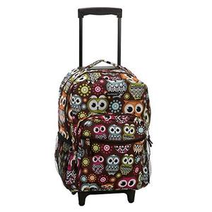 lot 4599 image: Rockland Double Handle Rolling Backpack, Owl, 17-Inch