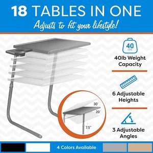 lot 4605 image: Table Mate II Folding Tables - Portable TV Tray Table for Eating & Work with Cup Holder - Silver