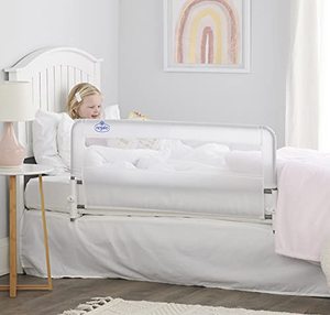 lot 4607 image: Regalo Drop Down Bed Rail Guard, with Reinforced Anchor Safety System , White , 43 x 2 x 20 Inch