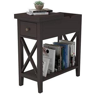 lot 4611 image: ChooChoo Flip Top Open End Table, Narrow Side Table Slim End Table for Living Room Bedroom