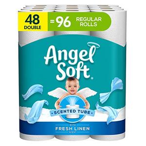 lot 4646 image: Angel Soft Toilet Paper with Fresh Linen Scent, 48 Double Rolls 96 Regular Rolls, 200 2-Ply Sheets Per Roll