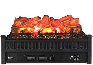 lot 4650 image: TURBRO Eternal Flame EF23-LG Electric Fireplace Logs, 23 Remote Control Fireplace Insert Log Heater, Realistic Lemonwood Ember Bed, Thermostat, Timer, 1400W Black