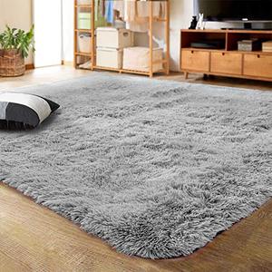 lot 4651 image: LOCHAS Ultra Soft Indoor Modern Area Rugs Fluffy Living Room Carpets for Children Bedroom Home Decor Nursery Rug 5.3x7.5 Feet, Gray