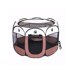 lot 4653 image: BODISEINT Portable Pet Playpen, Dog Playpen Foldable Pet Exercise Pen Tents Dog Kennel House Playground for Puppy Dog Yorkie Cat Bunny Indoor Outdoor Travel Camping Use (Medium, Coffee - Beige)