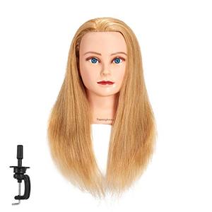 lot 4662 image: Traininghead 20-22 Female Mannequin Head 100% Human Hair Hairdresser Training Practice Head Cosmetology Manikin Head Doll Head (16)