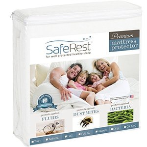 lot 4666 image: SafeRest Full Size Premium Waterproof Mattress Protector - Vinyl Free
