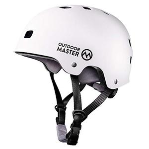 lot 4667 image: OutdoorMaster Skateboard Cycling Helmet - Two Removable Liners Ventilation Multi-Sport Scooter Roller Skate Inline Skating Rollerblading for Kids, Youth & Adults - M - White