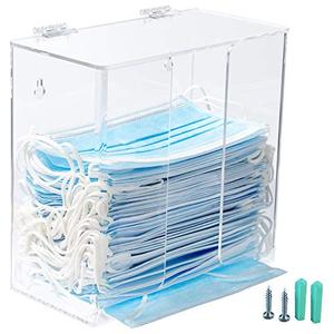 lot 4679 image: SEANADO Face Mask Dispenser Box Acrylic Glove Holder Hygiene Station with Lid for Disposable Emesis Bag, Shoe Cover and Hairnet��Wall Mount Holes or Tabletop Holder