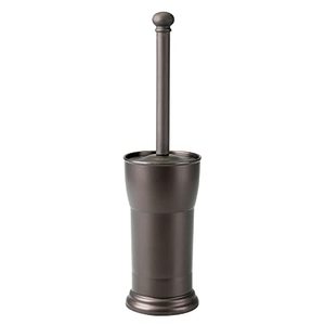 lot 4699 image: mDesign Compact Freestanding Plastic Toilet Bowl Brush and Holder for Bathroom Storage and Organization - Space Saving, Sturdy, Deep Cleaning, Covered Brush - Bronze