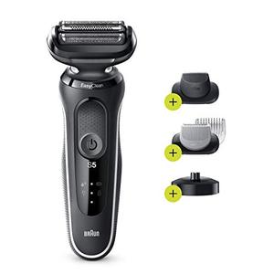 lot 4707 image: Braun Electric Razor for Men Foil Shaver with Precision Beard Trimmer, Body Groomer, Rechargeable, Wet & Dry with EasyClean & Charging Stand, Black, 6 Piece Set