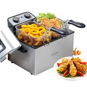lot 5875 image: Secura Electric Deep Fryer 1800W-Watt Large 4.0L4.2Qt Professional Grade Stainless Steel with Triple Basket and Timer