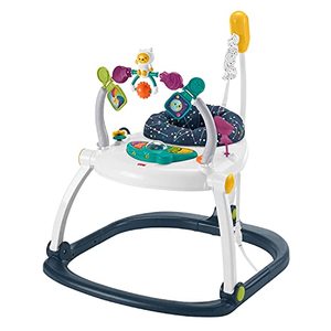 lot 5882 image: Fisher-Price Astro Kitty SpaceSaver Jumperoo, Space-Themed Infant Activity Center with Adjustable Bouncing seat, Lights, Music and Interactive Toys