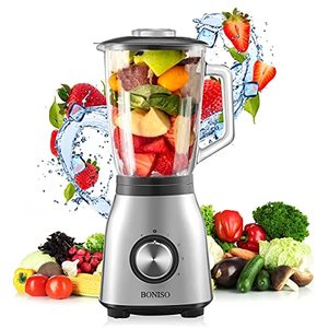 lot 5889 image: BONISO Countertop Blender High Speed Countertop Kitchen Food Mixer for Blend, Chop, Grind with1.5L50oz Glass Jar, for Puree, Ice Frozen Fruit Crushing, Nuts Butter, Shakes and Smoothies