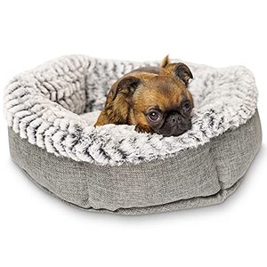 lot 5906 image: Soho Round Dog Bed for Small Dogs and Puppies - Also a Cat Bed For Indoor Cats -  Ultra Soft Plush  Memory Foam  Machine Washable  Puppy Bed  Pet Bed  Calming Cat Bed  Calming Bed for Dogs