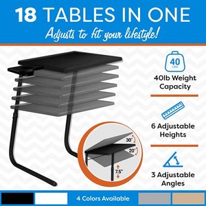 lot 5914 image: Table Mate II Folding Tables - Portable TV Tray Table for Eating & Work with Cup Holder - Black