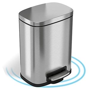 lot 5919 image: iTouchless SoftStep 1.32 Gallon Small Bathroom Stainless Steel Step Trash Can, 5 Liter Pedal Bin, Removable Inner Bucket, Soft and Silent Open and Close
