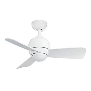lot 5920 image: kathy ireland HOME Tilo Modern Ceiling Fan, 30 Inch  Dual Mount Low Profile Hugger with 3 Blades  Damp Rated Fixture for IndoorOutdoor  Light Kit Adaptable, Appliance White