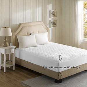 lot 7449 image: Beautyrest 3M Scotchgard Heated Mattress-Pad Secure Comfort Technology-Luxury Quilted Electric Deep Pocket-5-Setting Controllers, King, White