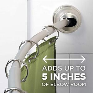 lot 7454 image: Zenna Home E40S2ALBN NeverRust Rustproof Dual Mount Curved Stall Shower Rod, 32 to 40, Brushed Nickel