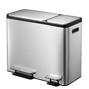 lot 7475 image: EKO Dual Compartment Stainless Steel Recycle Step Trash Can, 30L  15L