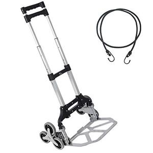lot 7477 image: Stair Climbing Cart with TPR Wheels, 2 Climbing Ropes Heavy Duty,Aluminum Alloy Portable Climbing Cart 6 TPR Wheels All Terrain Stair Climbing Hand Truck