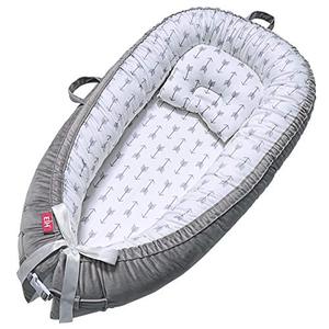 lot 7919 image: EIH Baby Nest,Baby Lounger Co-Sleeping Baby Bassinet for Bed Newborn Lounger 100% Soft Cotton Breathable and Portable Crib with Pillow Perfect for Traveling and Napping (Arrow)
