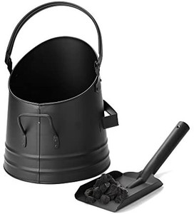 lot 8484 image: Mind Reader MASH-BLK Large Fire Place Ash Bucket, Pellet Bucket with Shovel, Black,Small