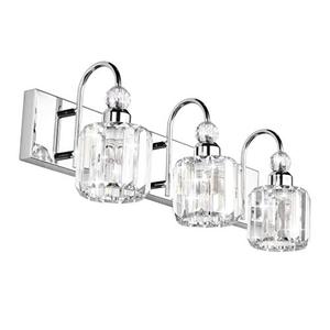 lot 8490 image: Ralbay Modern LED Crystal Bathroom Vanity Lights 3-Lights Stainless Steel Crystal Vanity Lights Over Mirror Modern Crystal Bathroom Vanity Lighting Fixtures