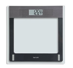 lot 8505 image: Taylor Electronic Glass Talking Bathroom Scale, 440 Lb. Capacity