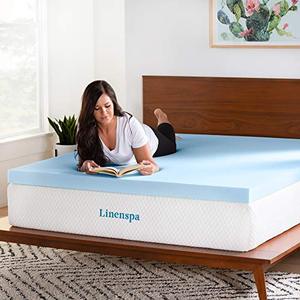 lot 8508 image: Linenspa 3 Inch Gel Infused Memory Foam Queen Mattress Topper