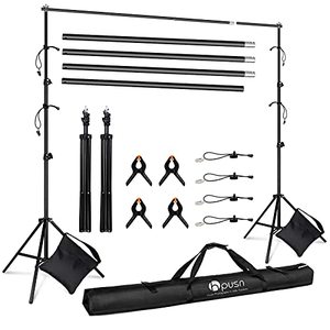 lot 8521 image: HPUSN Adjustable Backdrop Stand Kit 10ft Photo Video Studio for Wedding Party Stage Decoration, Background Support System Kit for Photography Studio with Clamp, Sand Bag, Carry Bag