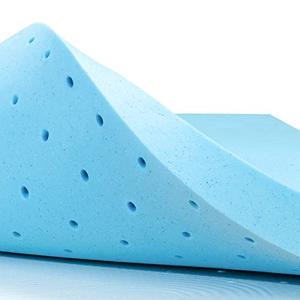lot 8533 image: subrtex 2 Inch Memory Foam Mattress Topper Ventilated Gel Infused Bed Foam Topper for Pressure Relieving, CertiPUR-US Certified, Queen, Blue