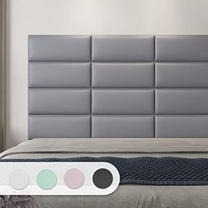 lot 8535 image: Art3d Peel and Stick Headboard for Full and Queen in Grey, Pack of 9 Panels Sized 9.84 x 23.62, 3D Soundproof Wall Panels, Upholstered Wall Panel