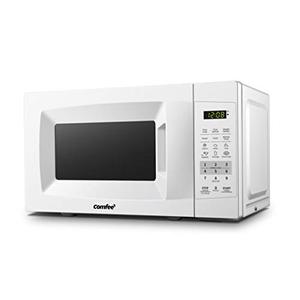 lot 8542 image: COMFEE EM720CPL-PM Countertop Microwave Oven with Sound OnOff, ECO Mode and Easy One-Touch Buttons, 0.7 Cu Ft700W, Pearl White