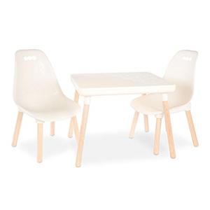 lot 8546 image: B. Toys by Battat Spaces by Battat �� Kids Furniture Set �� 1 Craft Table & 2 Kids Chairs with Natural Wooden Legs (Ivory)