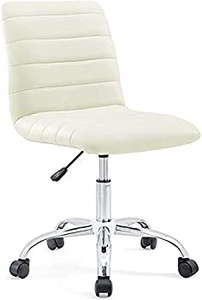lot 8547 image: Modway Ripple Ribbed Armless Mid Back Swivel Conference Office Chair In White - INCOMPLETE