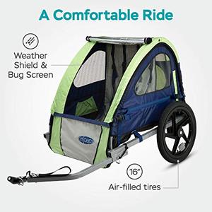 lot 8548 image: Instep Bike Trailer for Kids, Single and Double Seat, Single Seat, GreenGrey