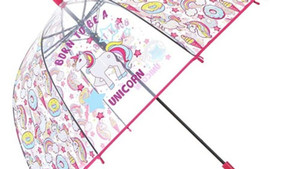 lot 8577 image: Kids Born to Be a Unicorn Transparent Long Umbrella