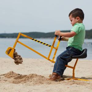 lot 7479 image: The Big Dig and Roll Ride-On Working Excavator with Wheels, Sandbox Excavator with 360° Rotation, Great for Sand, Dirt and Snow, Steel  Outdoor Play  Beach Toy 