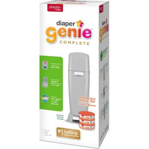 lot 2538 image: Diaper Genie Complete Pail with 3 Refills -Gray - Missing the 3 refill packs - Functions correctly