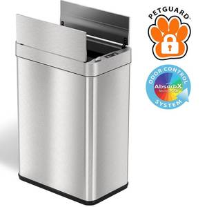 lot 2564 image: iTouchless - 13 Gallon Touchless Sensor Wings Lid Trash Can - damaged