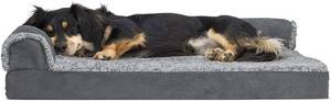 lot 2570 image: Furhaven Orthopedic CertiPUR-US Certified Foam Pet Beds for Small, Medium, and Large Dogs and Cats - Two-Tone L Chaise, Southwest Kilim Sofa