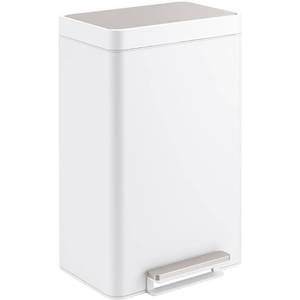 lot 2571 image: KOHLER 13 Gal. Stainless Steel White and Stainless Step-On Trash Can