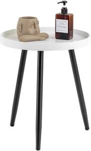 lot 2572 image: YMLHOME Round Side Table Modern Coffee Table Nightstand Accent Table Wooden Tray