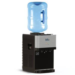 lot 2576 image: Brio Limited Edition Top Loading Countertop Water Cooler Dispenser With Hot Cold and Room Temperature Water - Retails $195.00